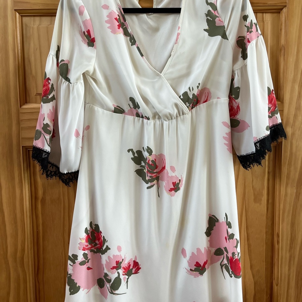 Floral Dress with Lace Trim